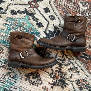 Frye Tan Leather Boots with Shearling Lining